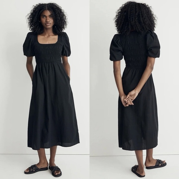 Madewell Dresses & Skirts - Madewell / Lucie Puff-Sleeve Midi Dress in Black